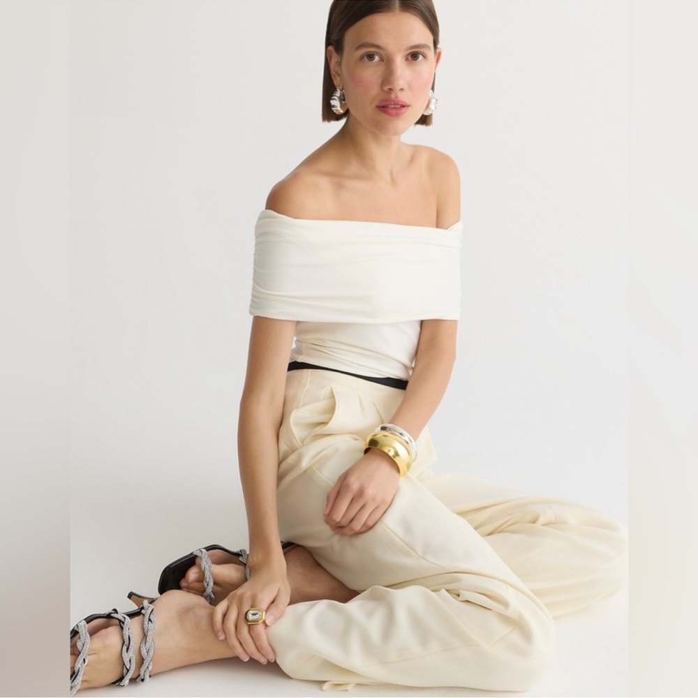 J. Crew ivory Off-Shoulder top